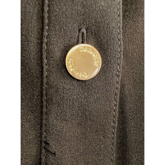 Calvin Klein Women Size 4 Classy Black Dress Sleeveless Lined Gold Buttons - Picture 4 of 14